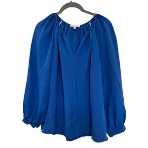 L1. Ann Mashburn Blue Royal Silk Long Sleeve Blouse